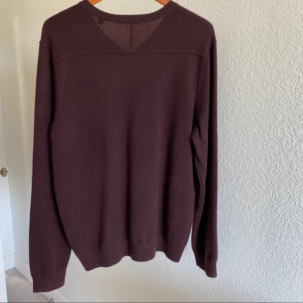vince burgundy maroon v neck cashmere sweater